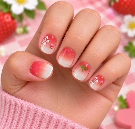 KIDS Nail Wraps-Strawberry Blossom- No UV Gel