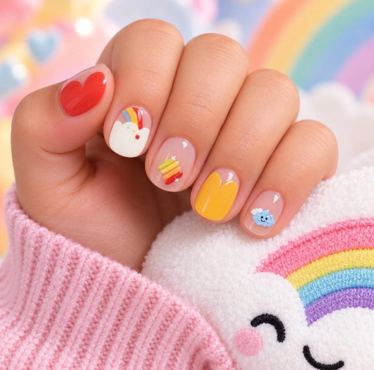 KIDS Nail Wraps-Rainbow Daydreams- Semi-transparent No UV Gel