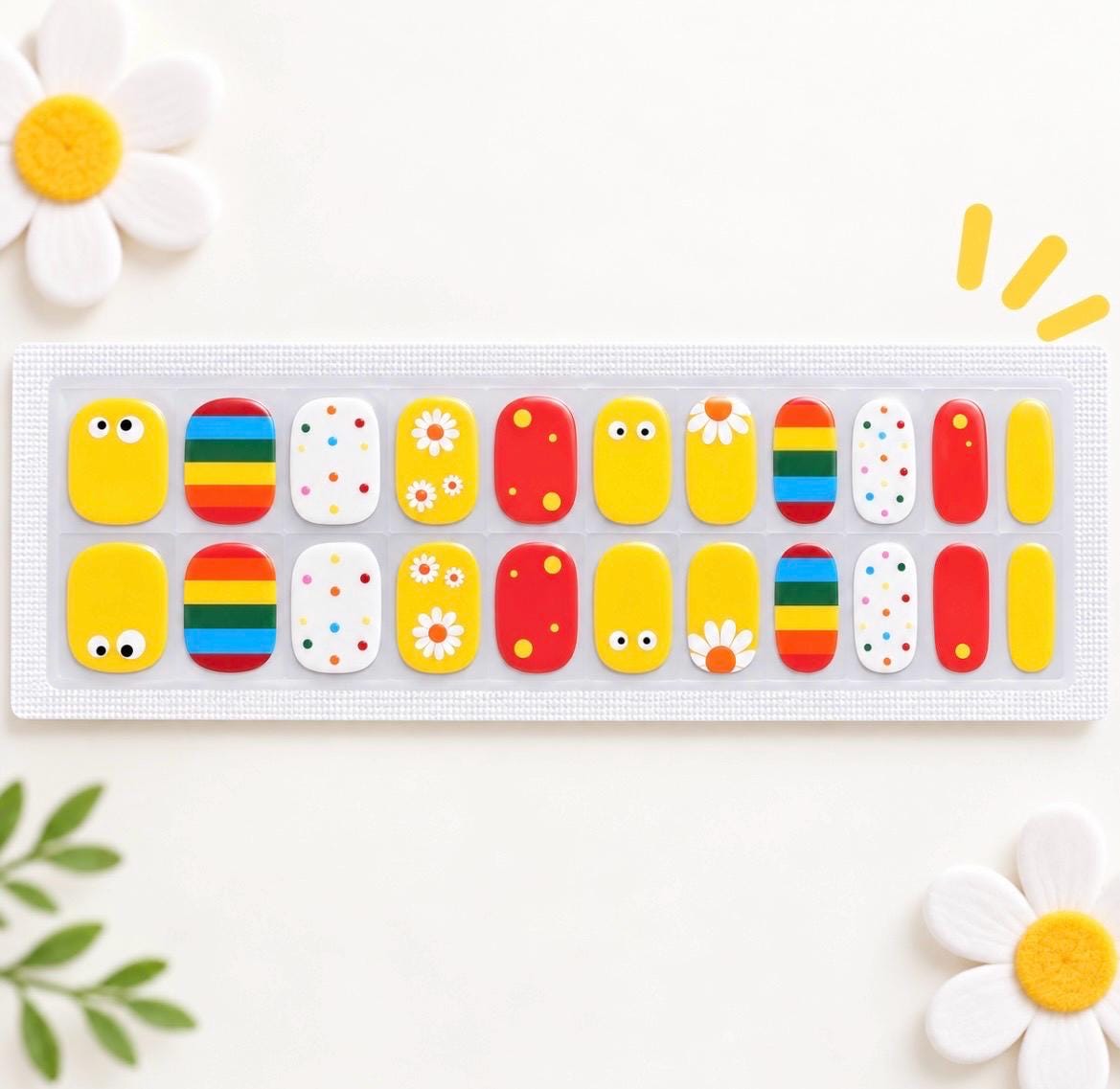 KIDS Nail Wraps No UV Gel- Rainbow Daisy Days