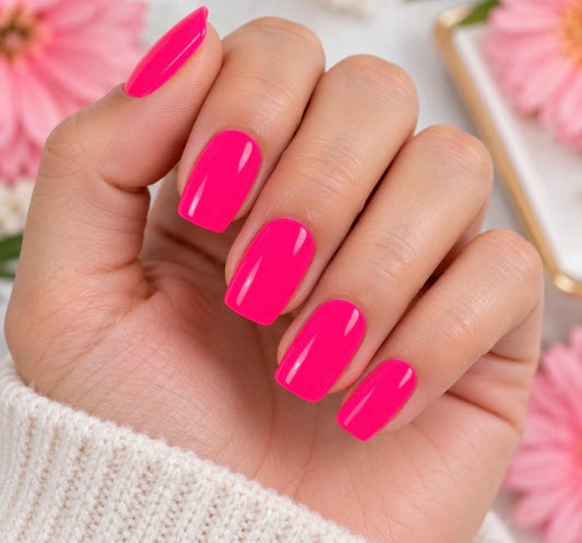Neon Hot Pink Nail Polish Strips: Non-Toxic Nail Wraps