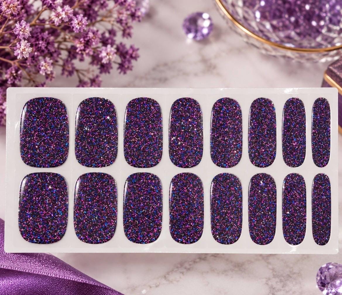 Cosmic Glitter Gel Nail Polish Strips: No UV Light Needed-  Non-Toxic
