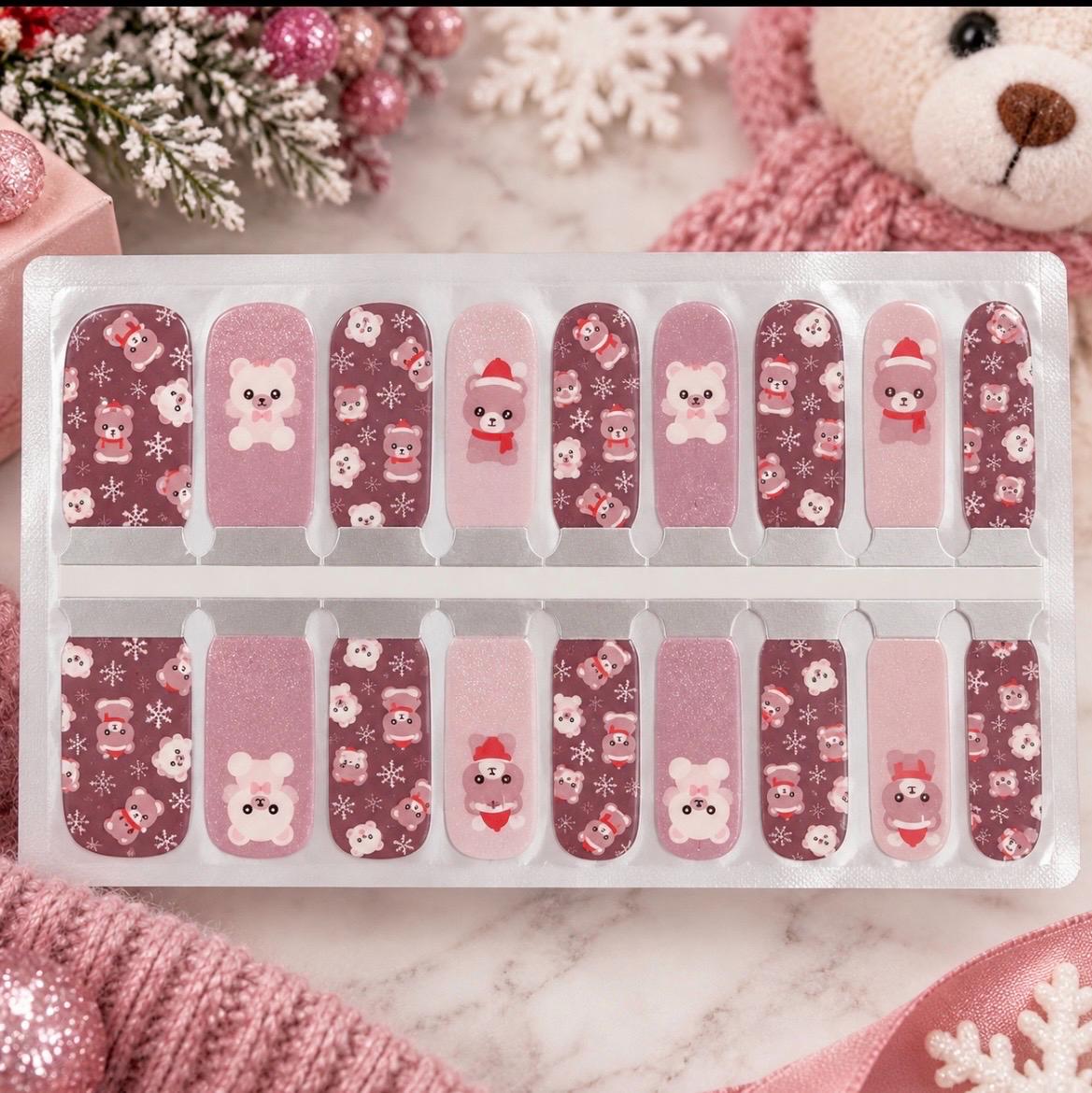 KIDS Nail Wraps- Christmas Teddy Bears