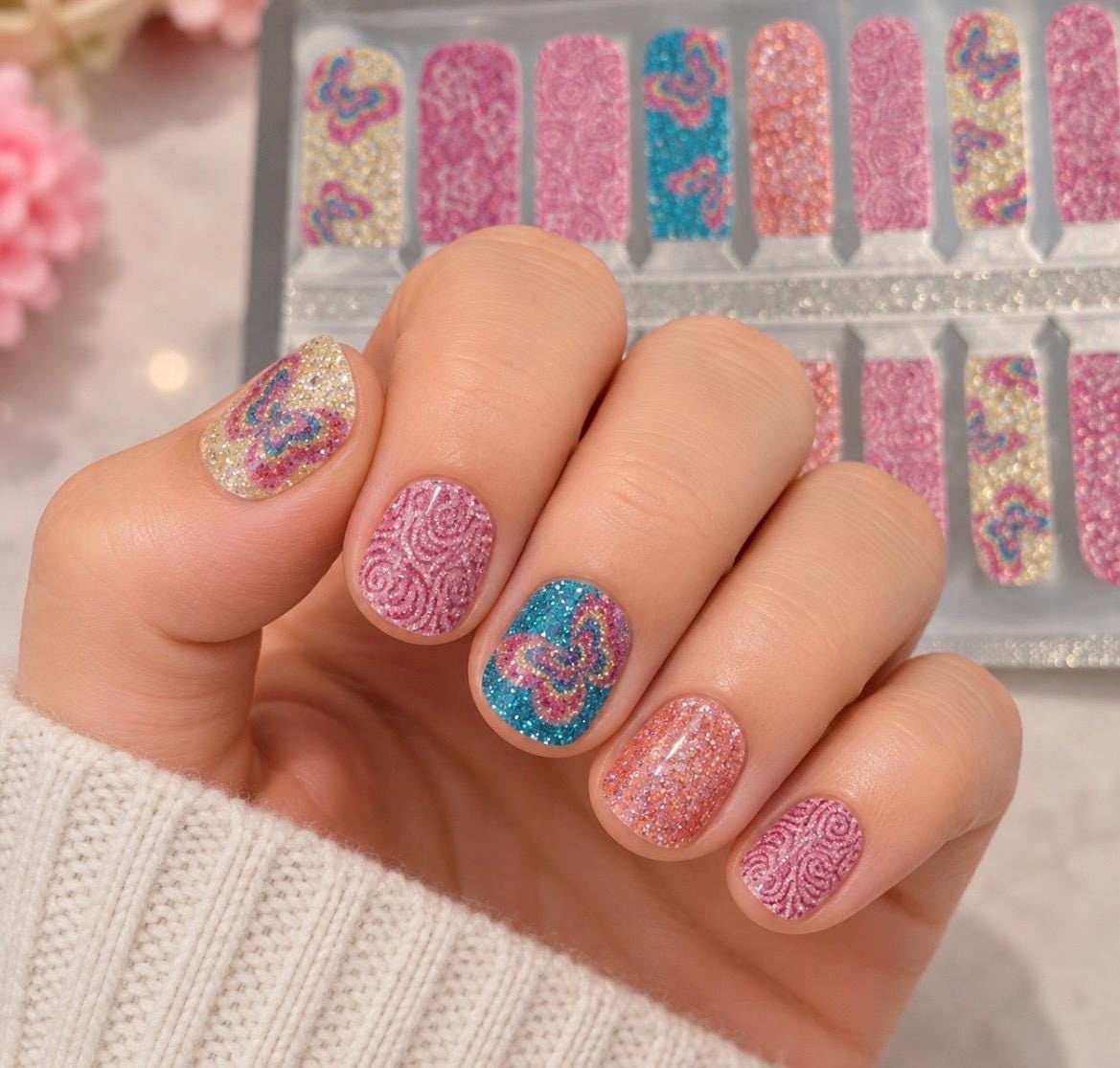 KIDS Nail Wraps- Butterfly Kisses Glitter