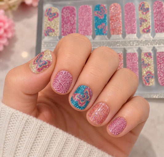 KIDS Nail Wraps- Butterfly Kisses Glitter