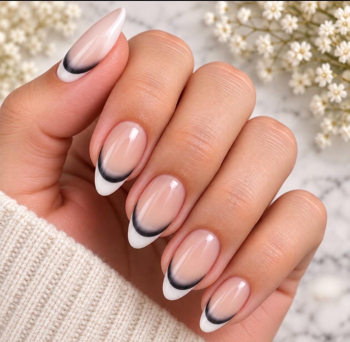 Midnight Fade French TIPS ONLY - 3-D Nail decals