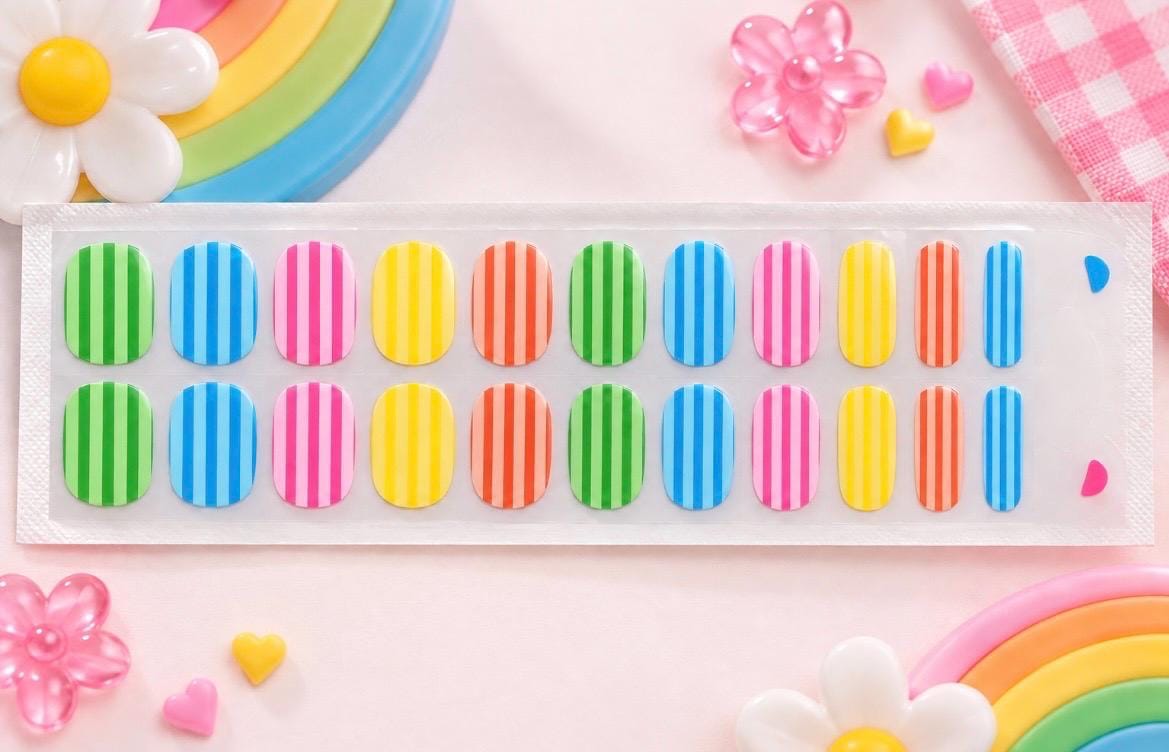 KIDS Nail Wraps No UV Gel- Color Pop Stripes
