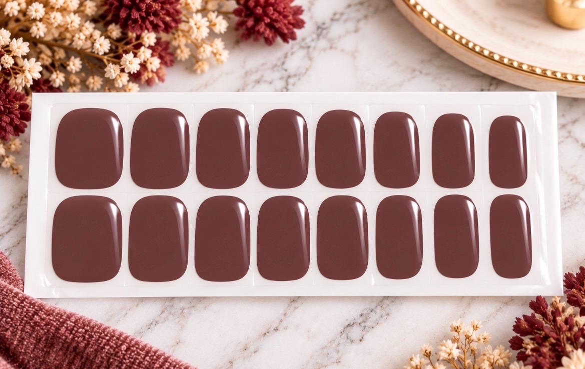 Cocoa Truffle- Gel Nail Polish Strips: No UV Light Needed- Non-Toxic