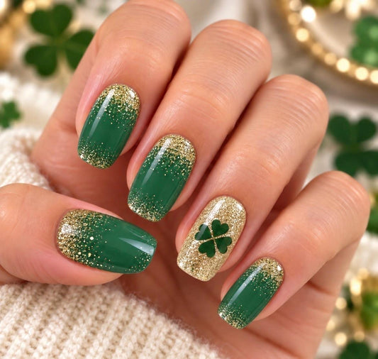 St. Patrick's Day Shamrock Glitz Nail Polish Strips: Non-Toxic Nail Wraps