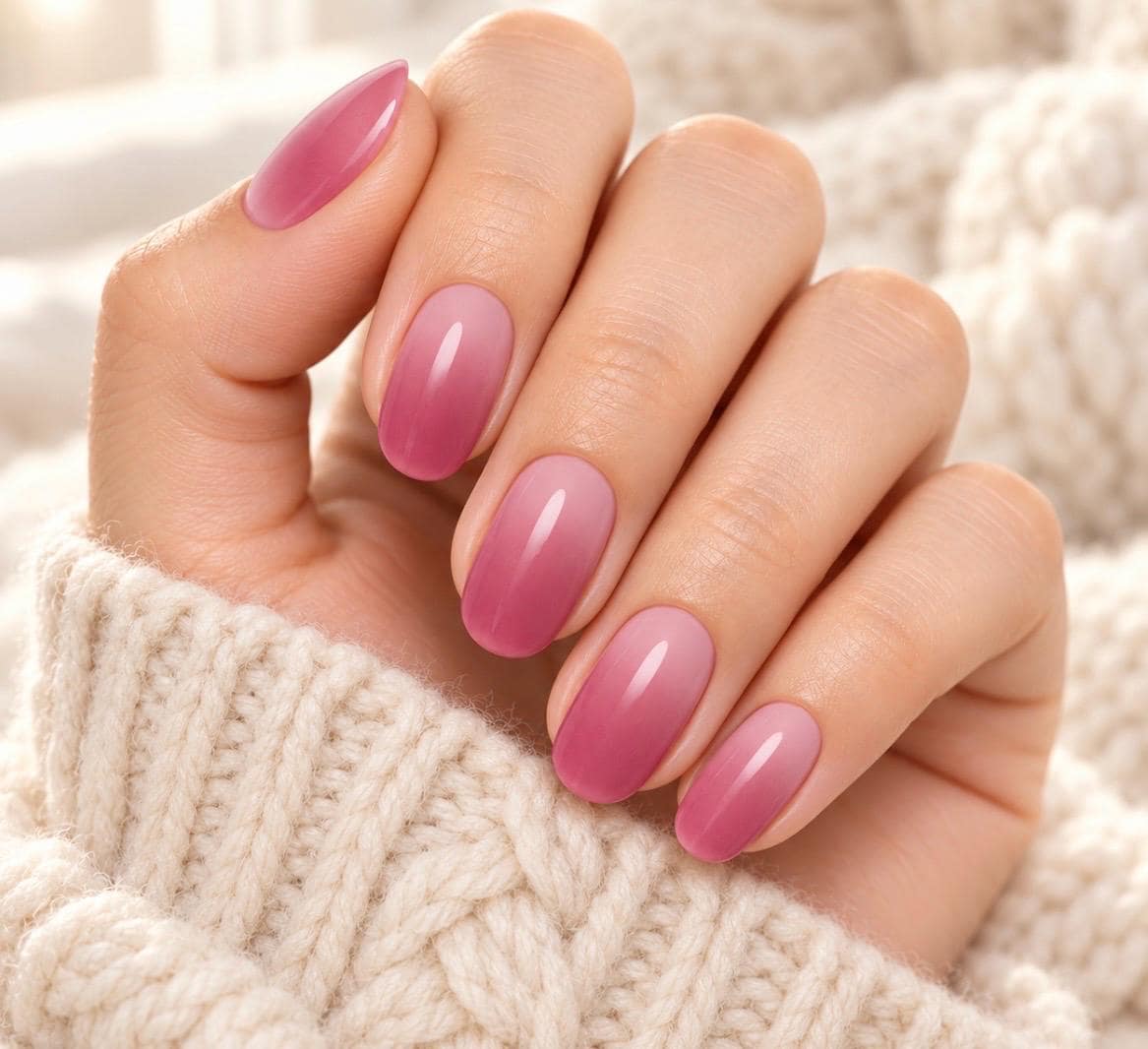 Blushing Mauve Ombre’ Nail Wraps Natural Cured No UV Gel