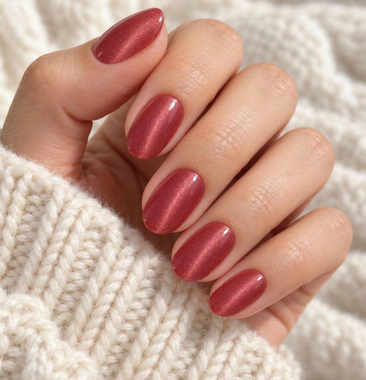 Rosewood Cat Eye Nail Wraps No UV Natural Cured Gel