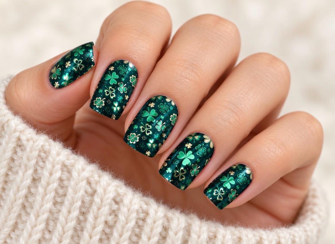 Lucky Clovers Metallic/Chrome Nail Wraps