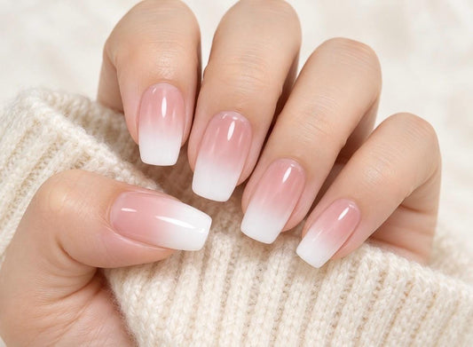 French Fade Blush Gel Nail Polish Strips: No UV Light Needed.  Non-toxic easy to apply.