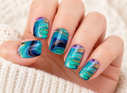 Aurora Swirl Nail Polish Strips Nail Stickers, Wider Nail Sizes, Easy to apply, Non-Toxic