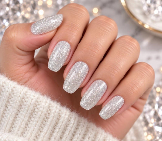 Crystal Frost Glitter Gel Nail Polish Strips: No UV Light Needed- Non-Toxic