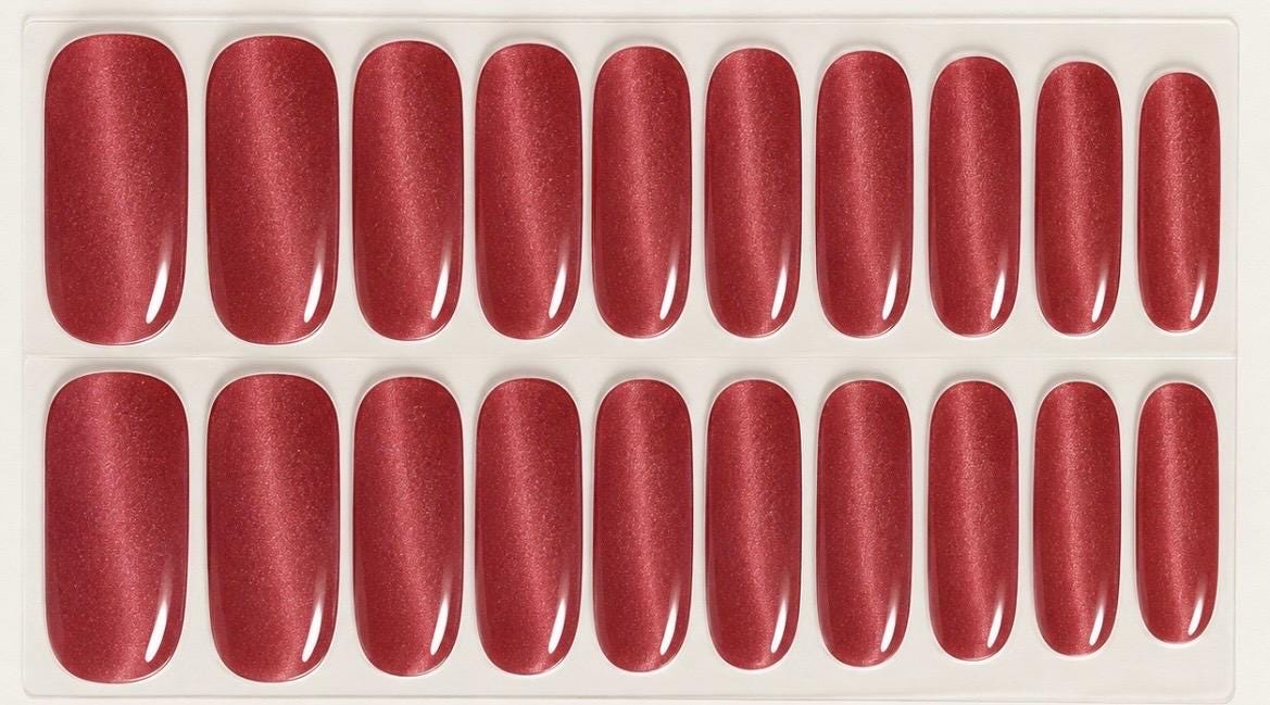 Rosewood Cat Eye Nail Wraps No UV Natural Cured Gel