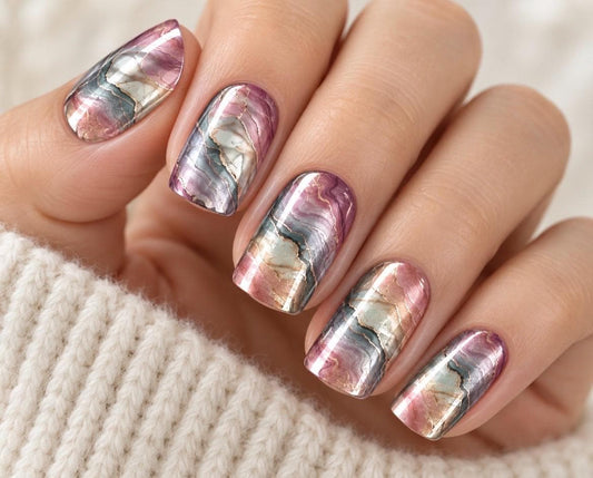 Sunset Marble Metallic/Chrome Nail Wraps