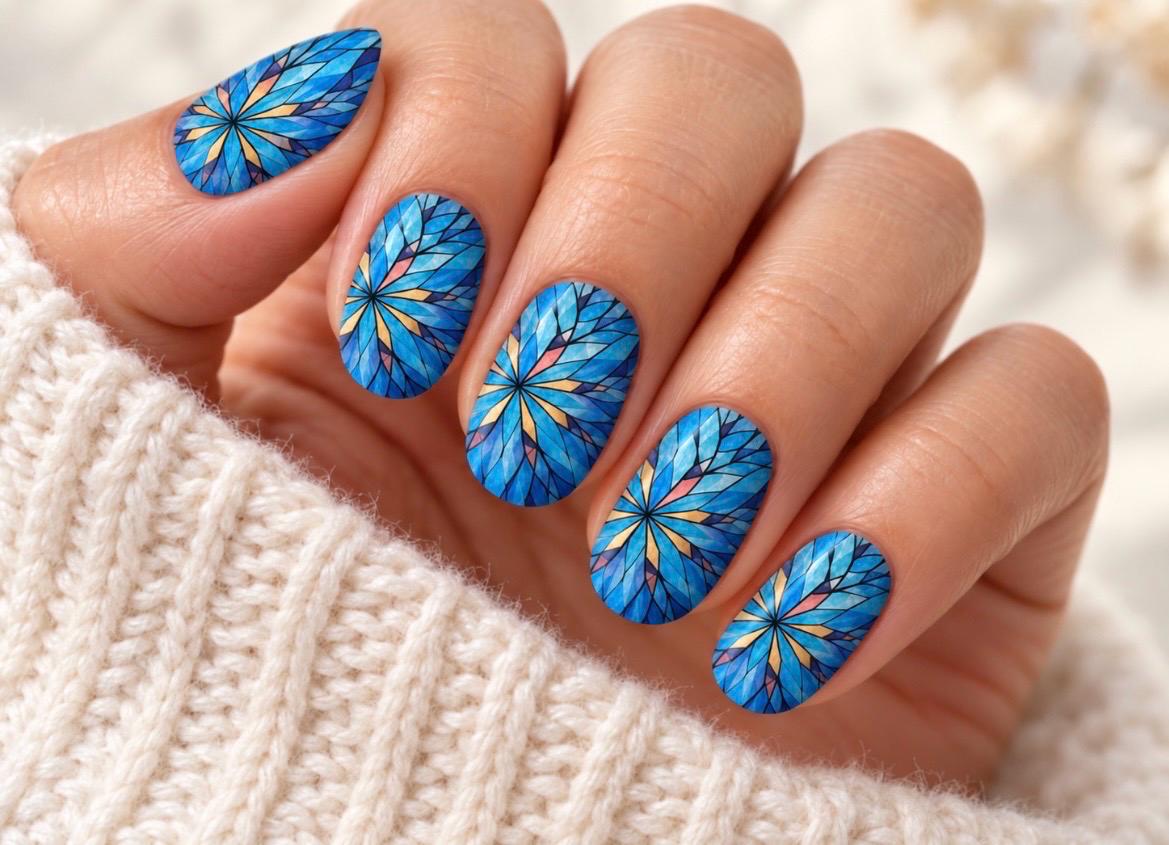 Sapphire Petals Nail Polish Strips:  Wider Nail Sizes, Easy to Apply, Non-Toxic