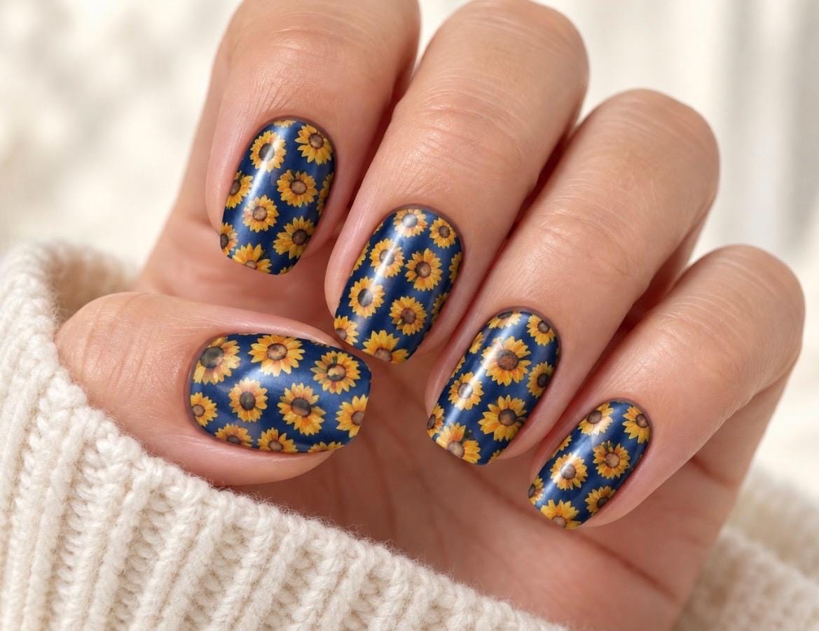 Sunflower Symphony Metallic/Chrome Nail Wraps