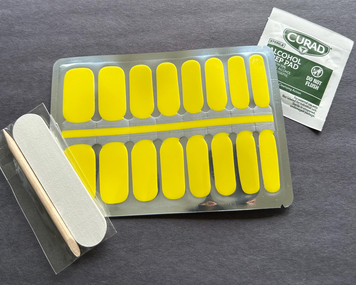 Bright Yellow Nail Polish Stickers: Non-Toxic Nail Wraps