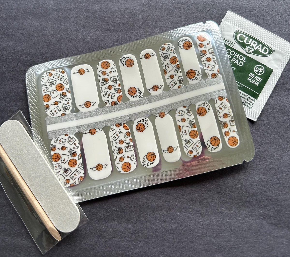 Basketball Sport Nail Polish Stickers: Non-Toxic Nail Wraps