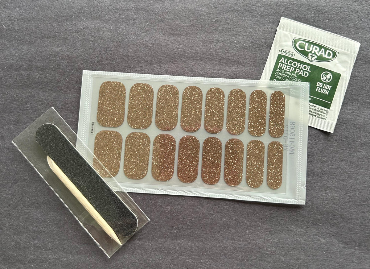 Champagne Stardust Glitter  Nail Polish Strips: Non-Toxic Nail Art